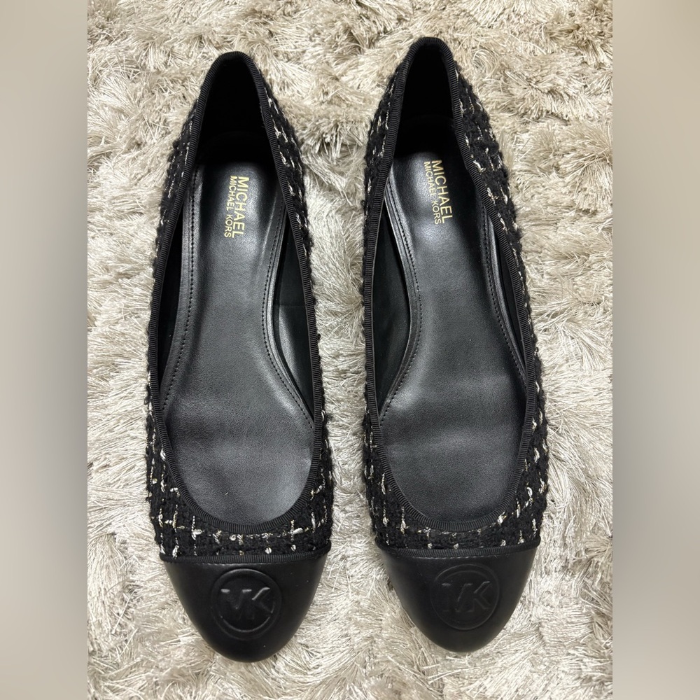 Michael Kors Black Textured Flats Sz 8.5